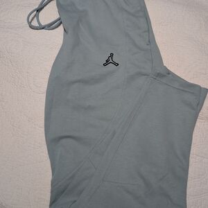 Jordan Light Gray Joggers with Red Logo